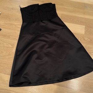 Black satin and lace dress